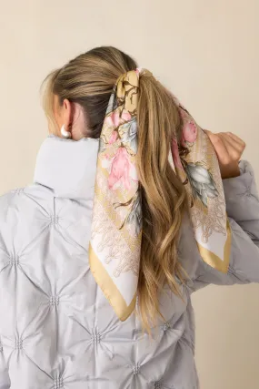 From The Top Gold Floral Print Scarf