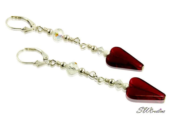 Fuchsia Heart Crystal Beaded Earrings