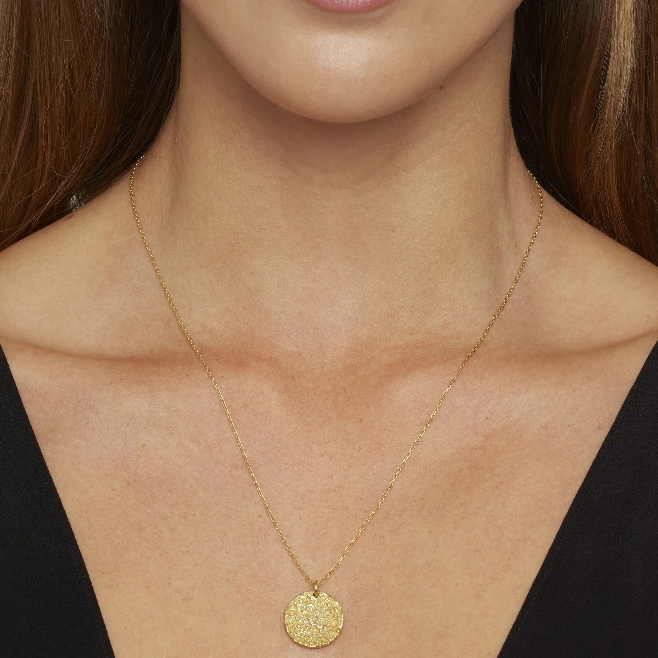 Full Moon Gold Necklace - 18 karat gold vermeil on sterling silver