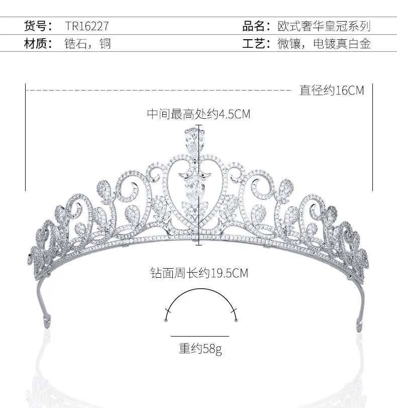 Full Zirconia Wedding Tiara,Crystal Silver Tiaras for Bride,Prom,Gatherings Party Head Accessories,Hair Accessories for Women