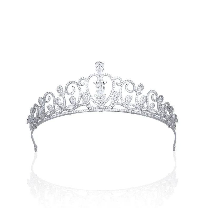 Full Zirconia Wedding Tiara,Crystal Silver Tiaras for Bride,Prom,Gatherings Party Head Accessories,Hair Accessories for Women