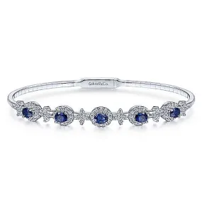 Gabriel & Co., White Gold  Sapphire & Diamond Bangle