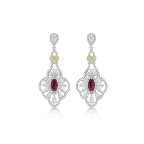 GIA Certified 2.17CT Pigeon Blood Ruby & Diamond Earring