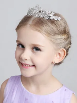 Girls Mini Silver Rhinestone Crown