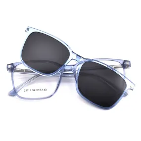 Gmei Unisex 2 In 1 Polarized Clip-On Sunglasses Square Plastic Frame Eyeglasses  21111