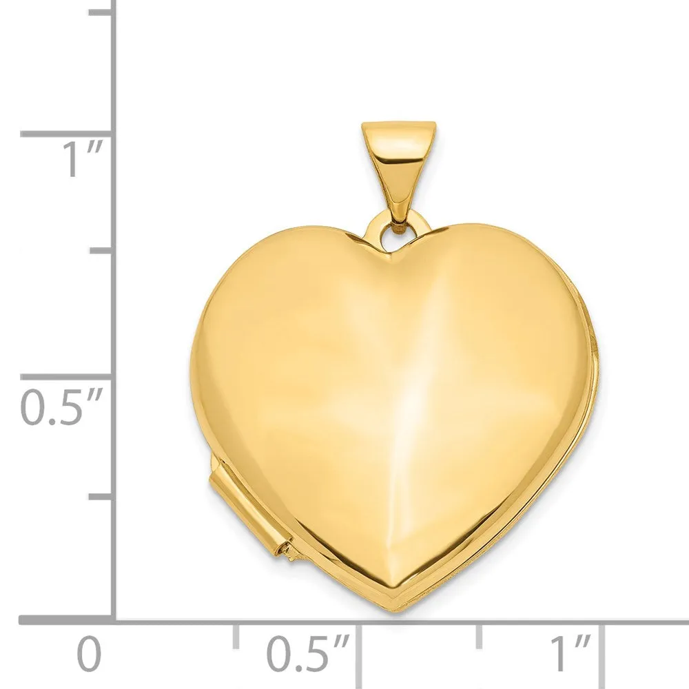 Gold 21mm Heart Domed Locket Pendant - Model XL516