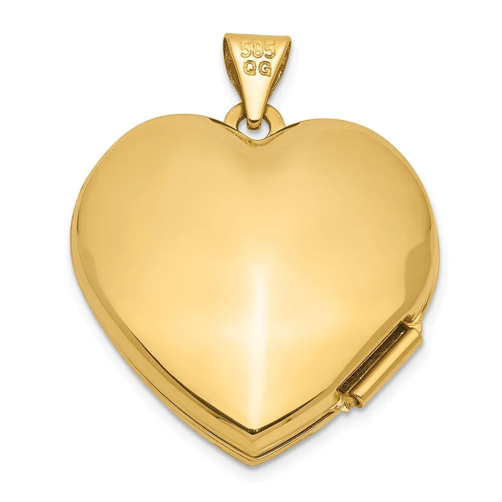 Gold 21mm Heart Domed Locket Pendant - Model XL516