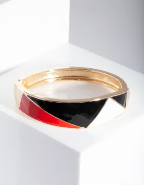 Gold Multi Art Deco Enamel Bangle