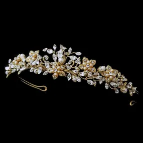 Gold plated blush pearl & crystal Tiara