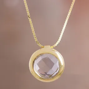 Golden Circle Quartz Gold Plated Silver Pendant Necklace