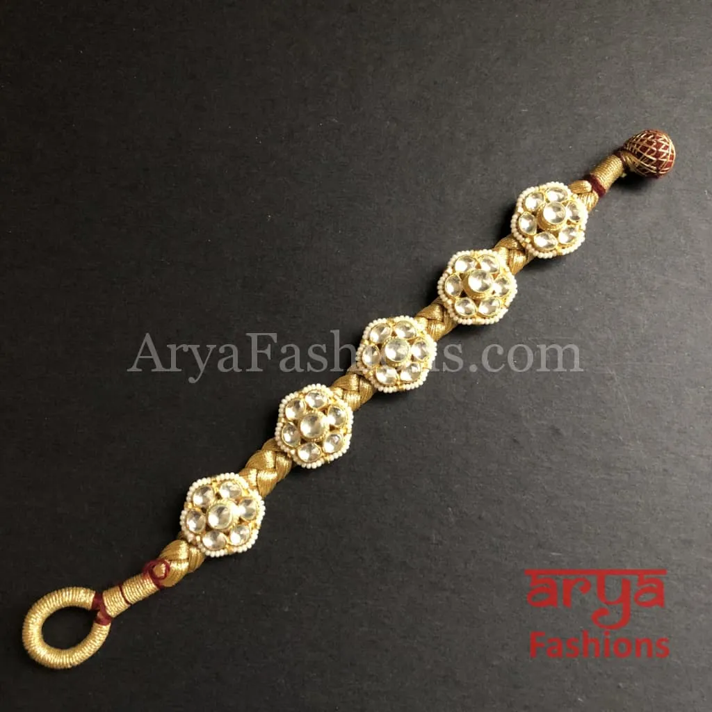 Golden Kundan Bracelet/Bridal Indian Kundan Bracelet/Jadau Polki Bracelet Bangle