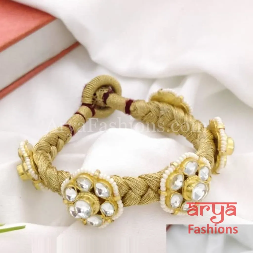 Golden Kundan Bracelet/Bridal Indian Kundan Bracelet/Jadau Polki Bracelet Bangle