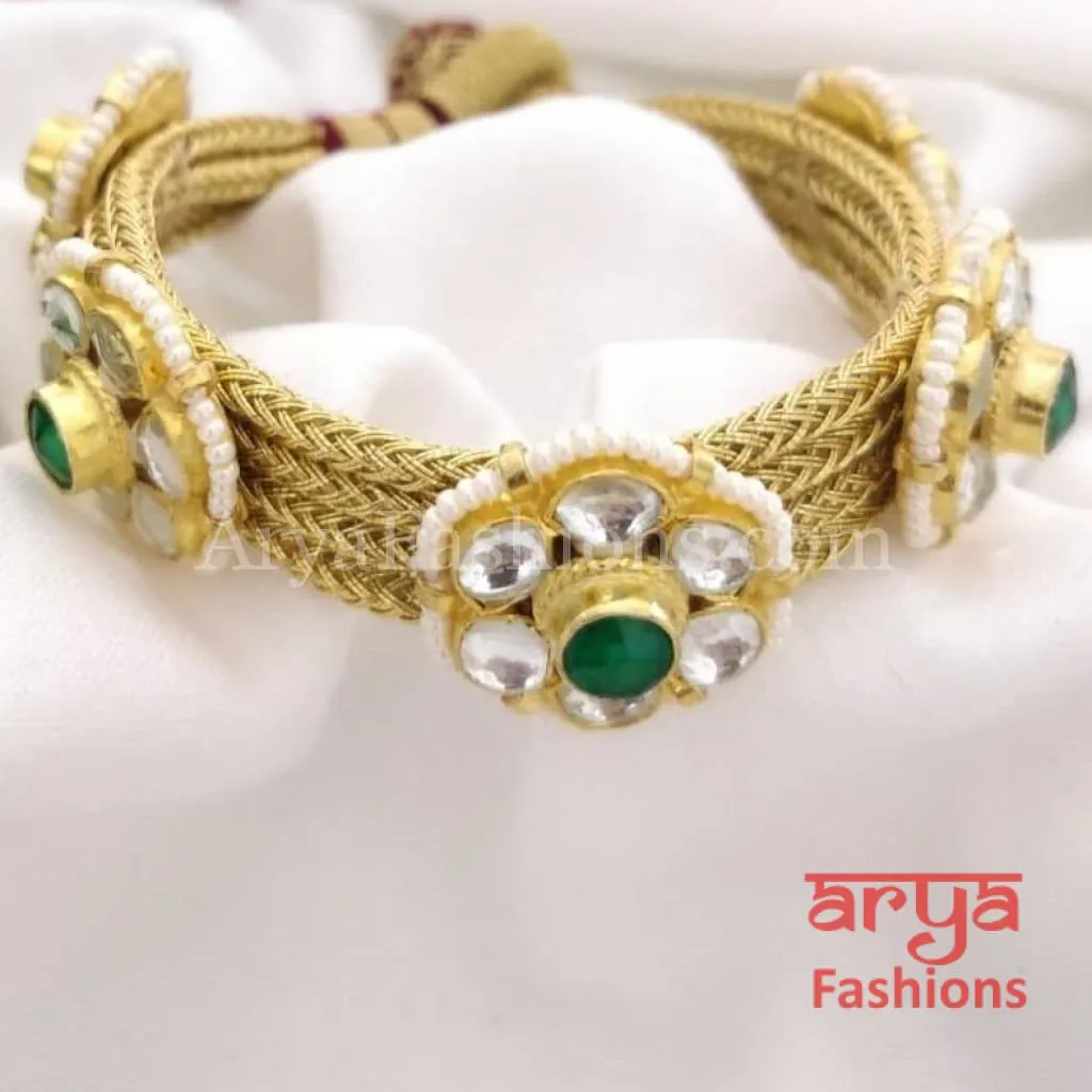 Golden Kundan Bracelet/Bridal Indian Kundan Bracelet/Jadau Polki Bracelet Bangle