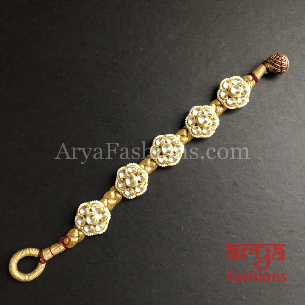 Golden Kundan Bracelet/Bridal Indian Kundan Bracelet/Jadau Polki Bracelet Bangle