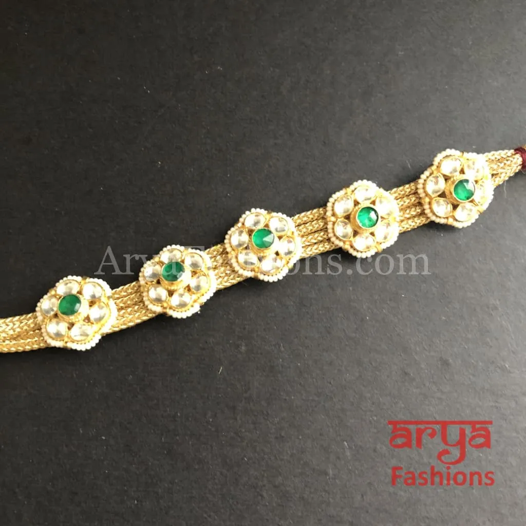 Golden Kundan Bracelet/Bridal Indian Kundan Bracelet/Jadau Polki Bracelet Bangle