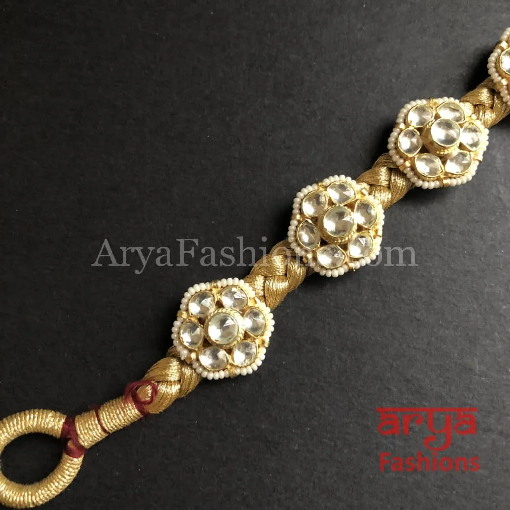 Golden Kundan Bracelet/Bridal Indian Kundan Bracelet/Jadau Polki Bracelet Bangle