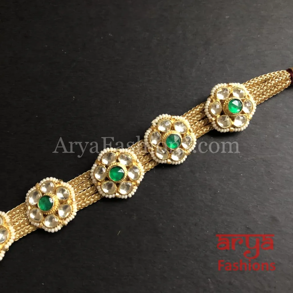 Golden Kundan Bracelet/Bridal Indian Kundan Bracelet/Jadau Polki Bracelet Bangle