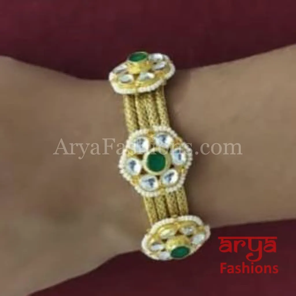 Golden Kundan Bracelet/Bridal Indian Kundan Bracelet/Jadau Polki Bracelet Bangle