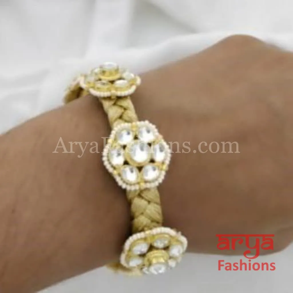 Golden Kundan Bracelet/Bridal Indian Kundan Bracelet/Jadau Polki Bracelet Bangle