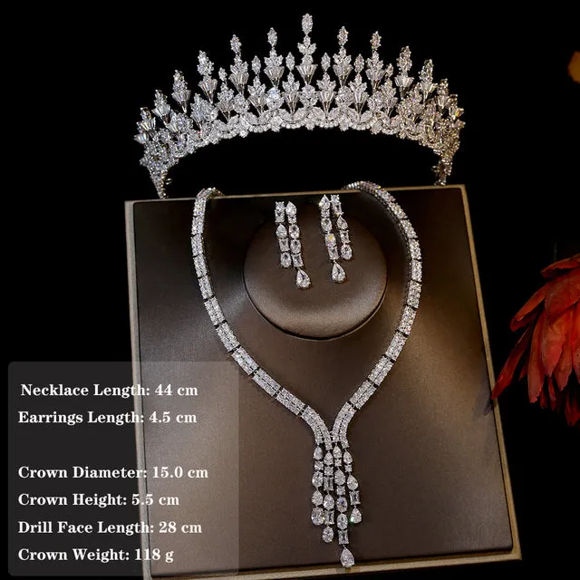 Gorgeous Cubic Zirconia Crystal Bridal Tiara Three Pieces Jewelry Sets