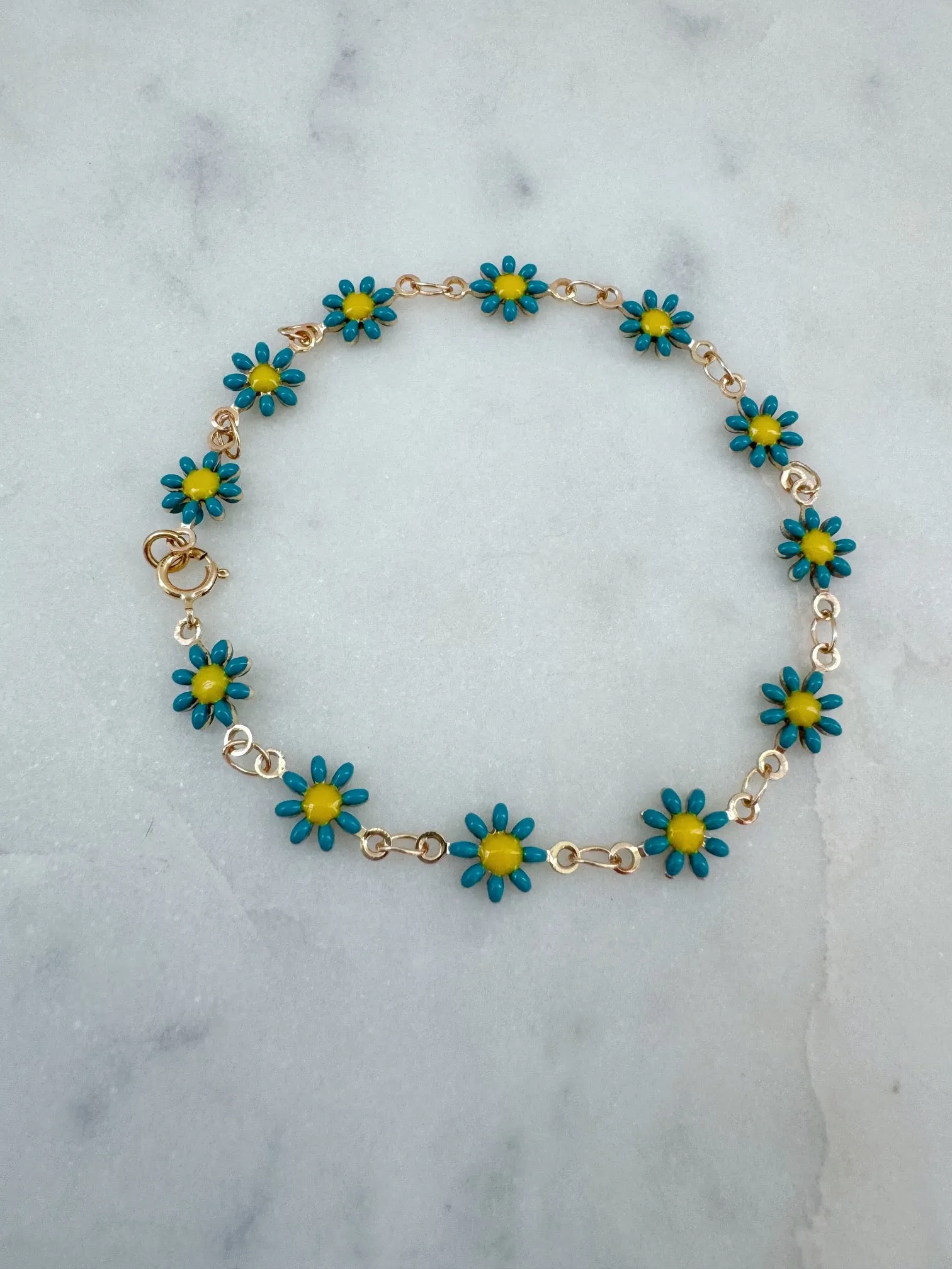 Green Flower Bracelet, Kid Jewelry, Kid Bracelet, Child Bracelet, Flower Jewelry, Floral, Gift for Child Gold Dainty Bracelet, Summer Jewelry