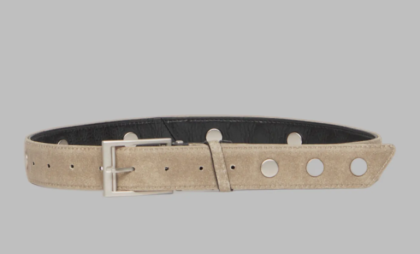 Hammitt Charlie Reversible Riveted Belt Black/Pewter Pewter