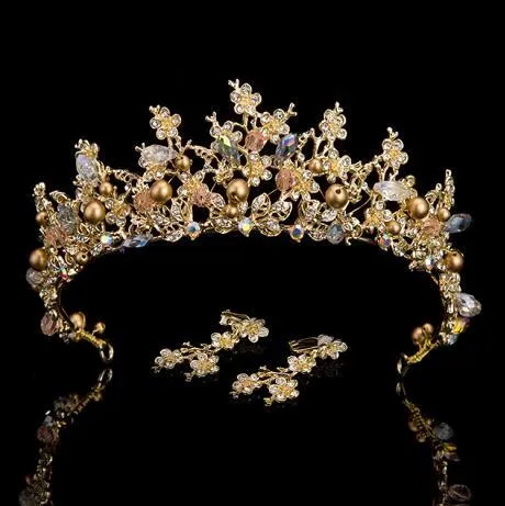 Handmade Luxury White Pink or Gold Pearl Tiara for Bride or Quinceañera