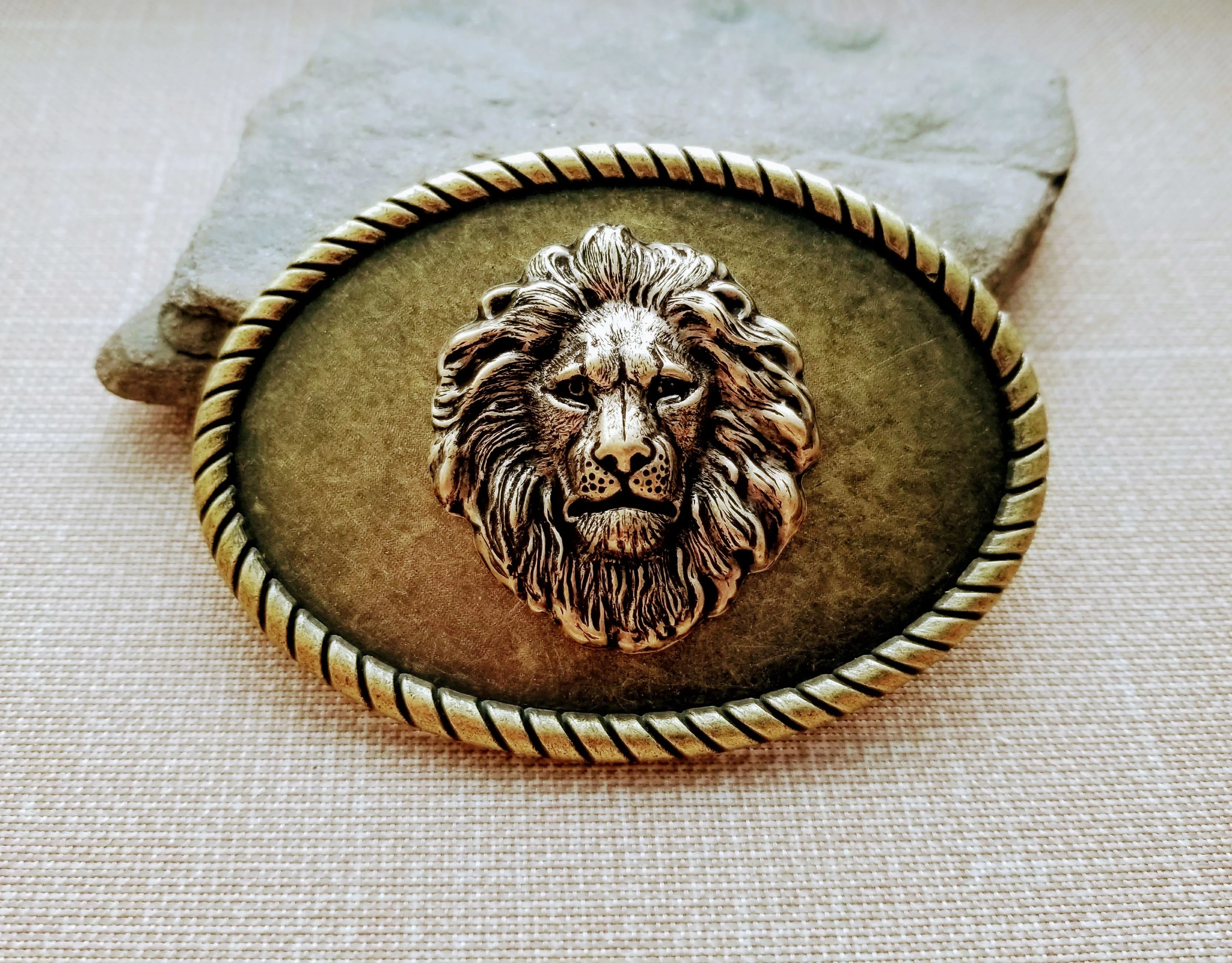 Handmade Oxidized Brass Steampunk Lion Belt Buckle