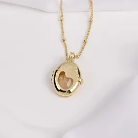 Healing Rose Quartz Gold Locket Necklace