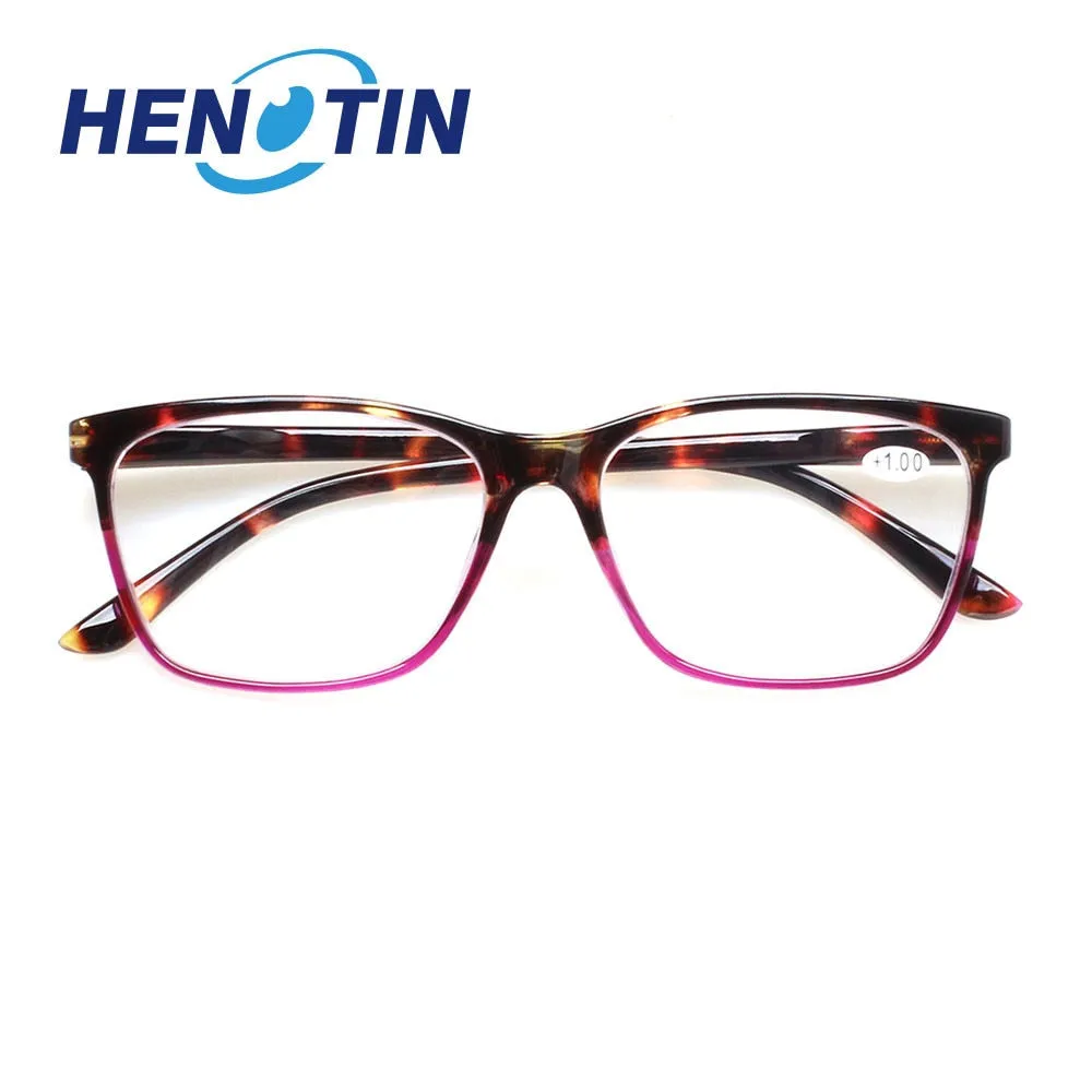 Henotin Unisex Full Rim Rectangular Tr 90 Alloy Reading Glasses 4460