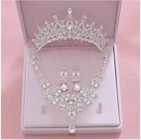 High Quality Fashion Crystalline Bridal Jewelry Sets-Bride-Tiara-Crowns-Earring-Necklace Wedding Jewelry