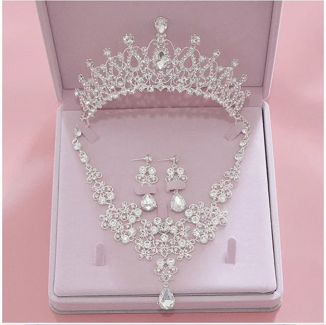 High Quality Fashion Crystalline Bridal Jewelry Sets-Bride-Tiara-Crowns-Earring-Necklace Wedding Jewelry