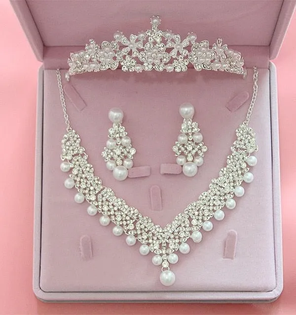 High Quality Fashion Crystalline Bridal Jewelry Sets-Bride-Tiara-Crowns-Earring-Necklace Wedding Jewelry