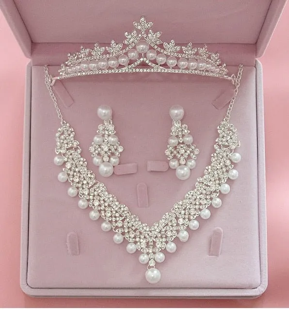 High Quality Fashion Crystalline Bridal Jewelry Sets-Bride-Tiara-Crowns-Earring-Necklace Wedding Jewelry