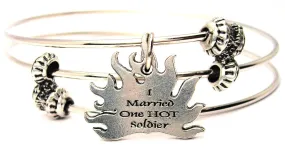 I Married One Hot Soldier Triple Style Expandable Bangle Bracelet