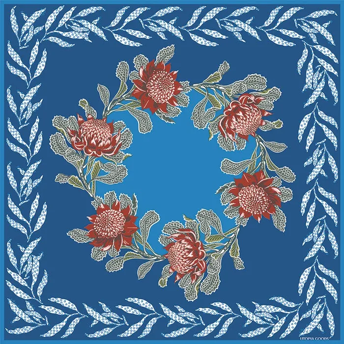 Imperial Waratah Cobalt Silk Scarf