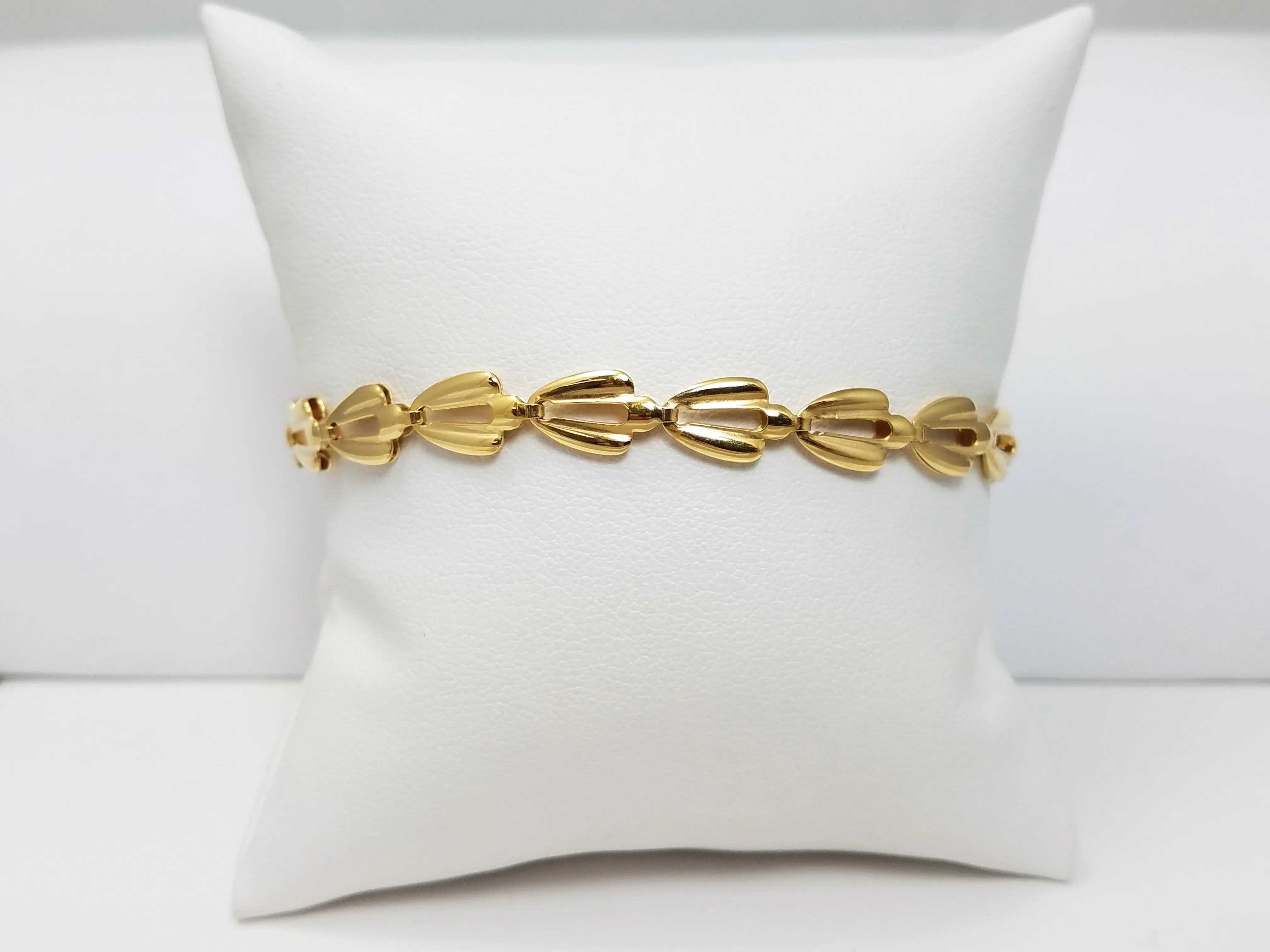 Italian Hollow 10k Yellow Gold 7.5" Fancy Link Bracelet