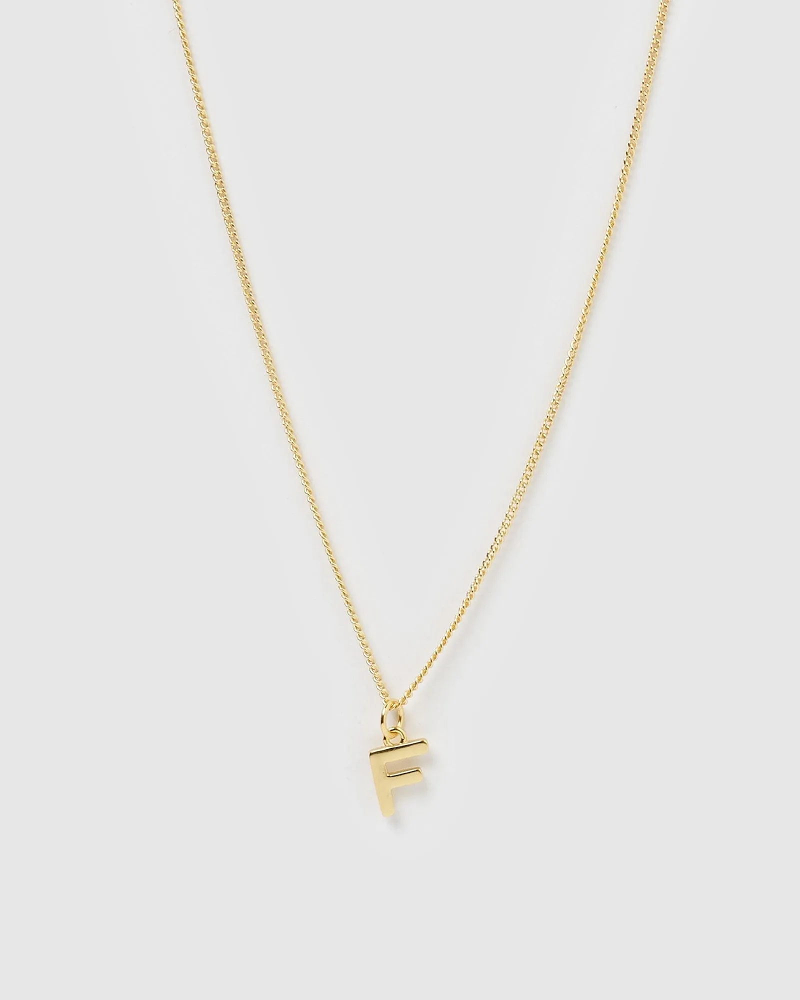 Izoa Alphabet Letter F Necklace Gold