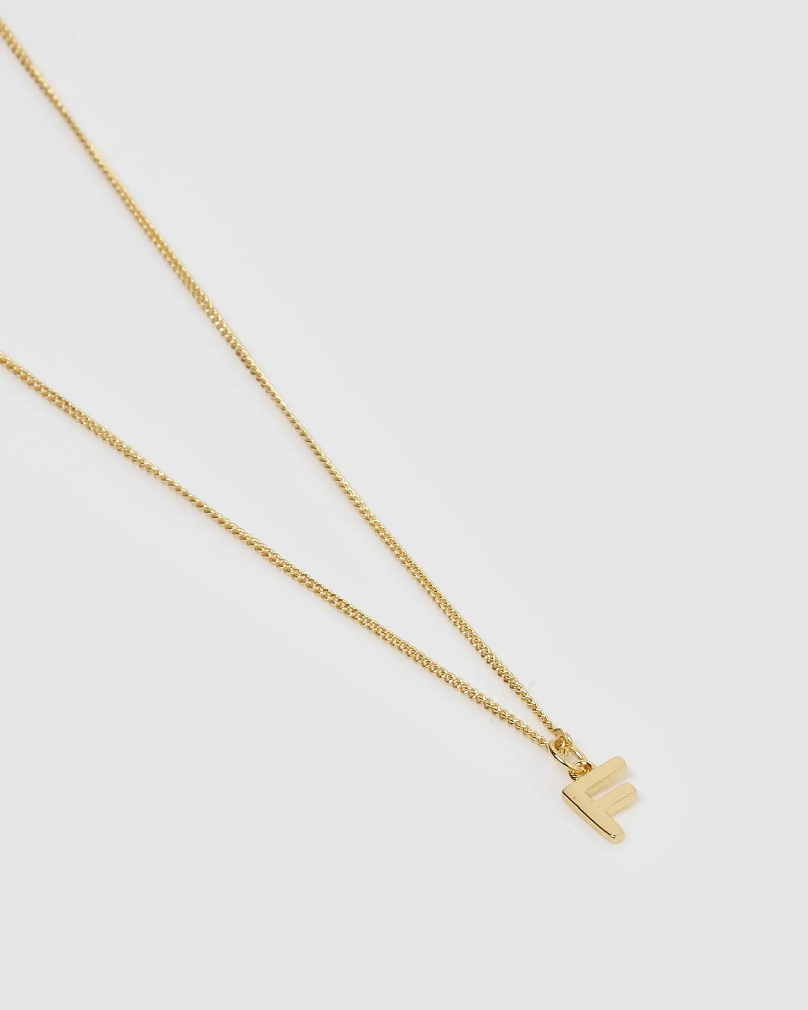 Izoa Alphabet Letter F Necklace Gold