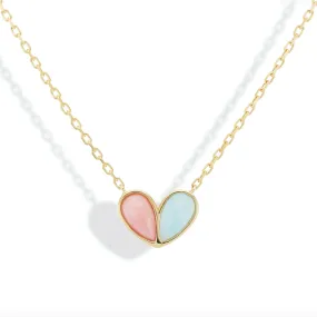 Jumbo Sweetheart Necklace Pink Opal x Aquamarine