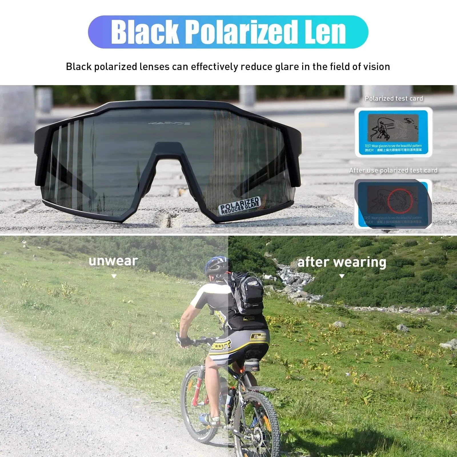 Kapvoe Cycling Glasses Polarized MTB Road Bike Glasses UV400 Protection Sunglasses Ultra Light Sport Eyewear Equipment