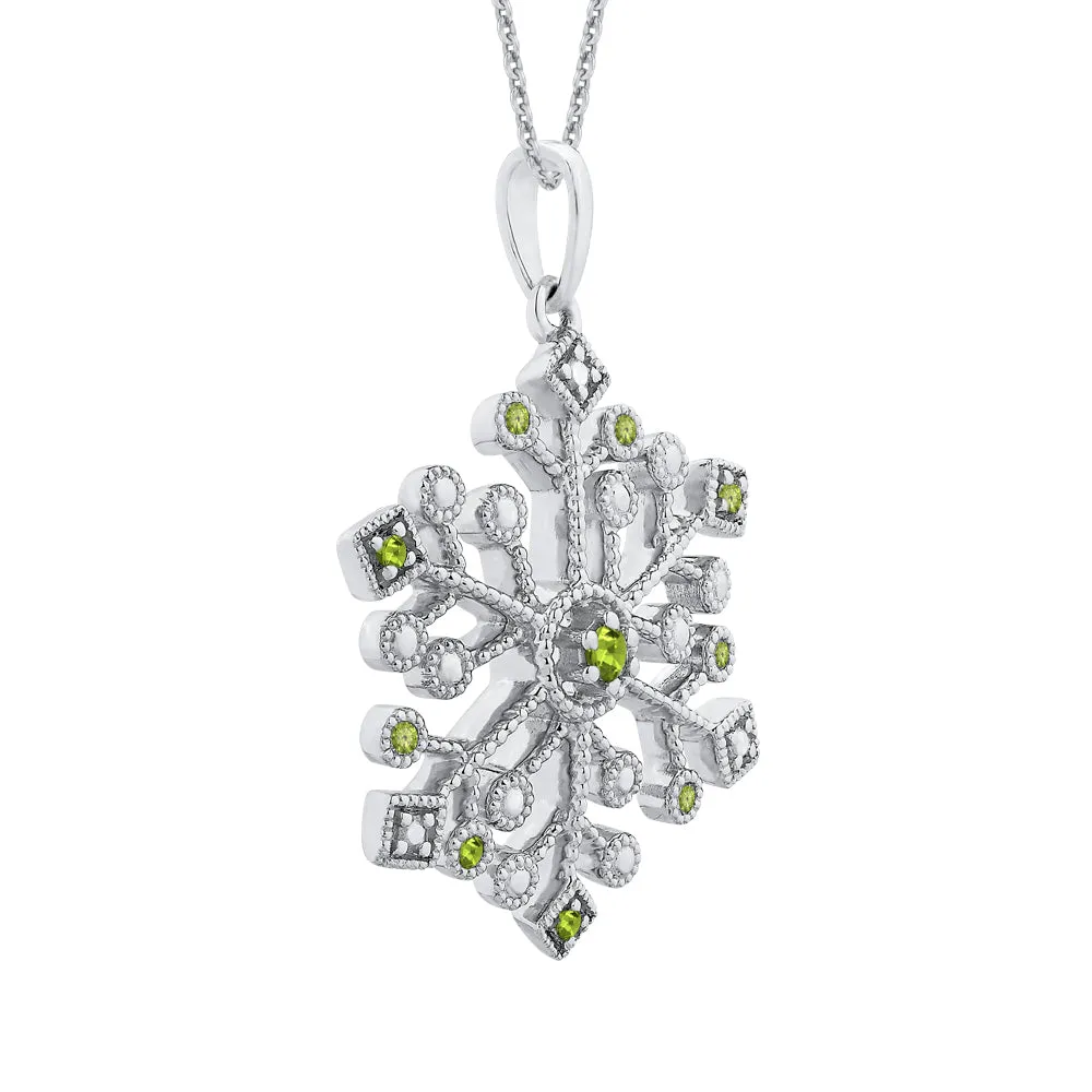 KATARINA 1/8 cttw Natural Gemstone Snowflake Pendant Necklace