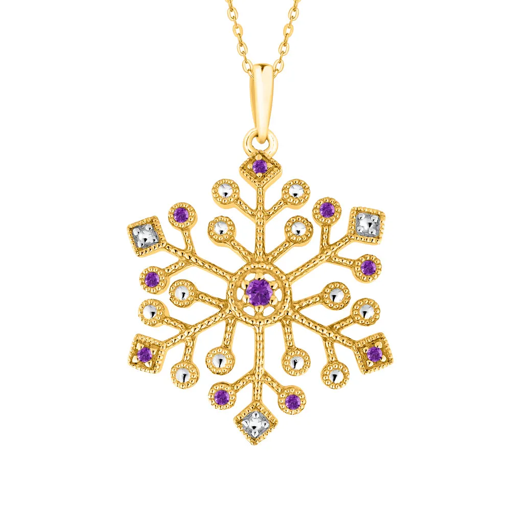 KATARINA 1/8 cttw Natural Gemstone Snowflake Pendant Necklace