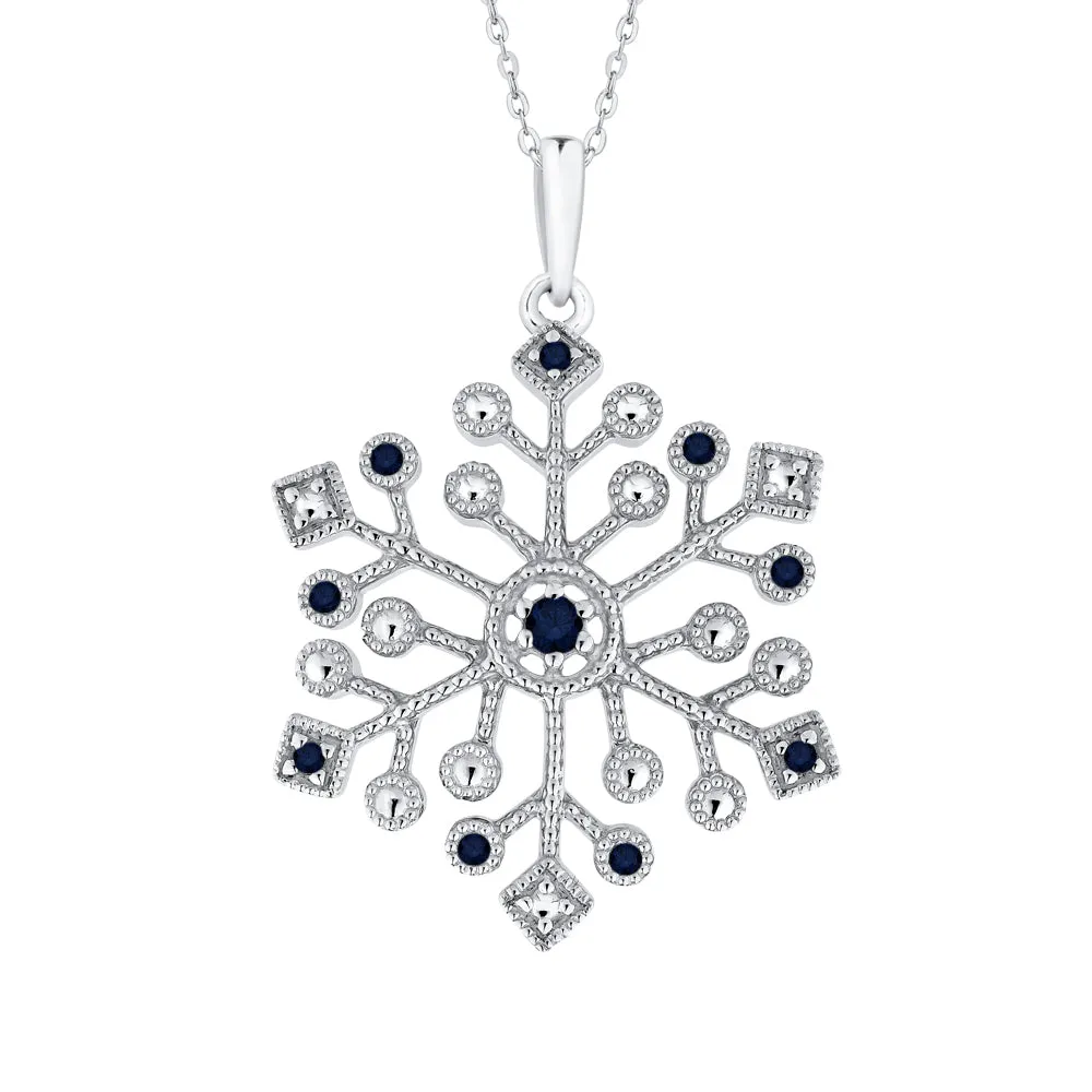 KATARINA 1/8 cttw Natural Gemstone Snowflake Pendant Necklace