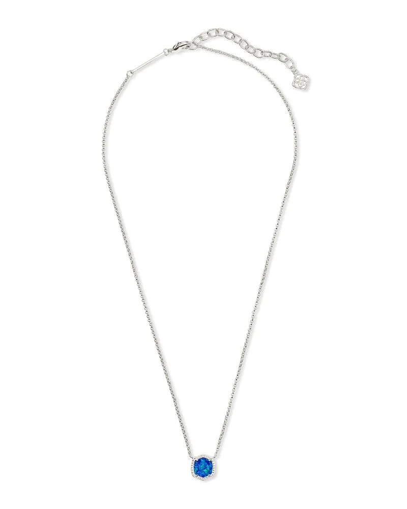 Kendra Scott Davie Pendant Necklace - Rhodium Royal Blue Opal