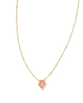 Kendra Scott Framed Gold Tess Satellite Short Pendant Necklace in Luster Rose Pink