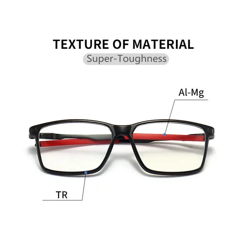 Kocolior Unisex Full Rim Square Tr 90 Aluminium Hyperopic Reading Glasses 5832