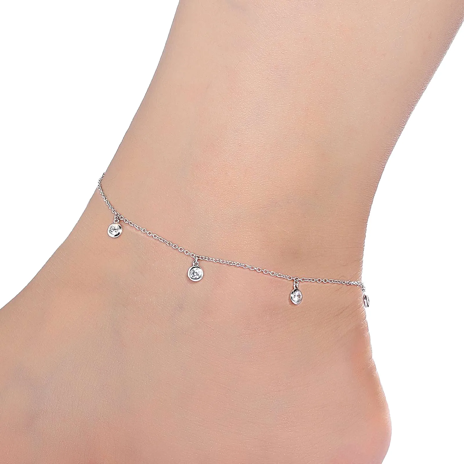 Lafonn Simulated Diamond Bezel-Set Station Anklet A0021CLP