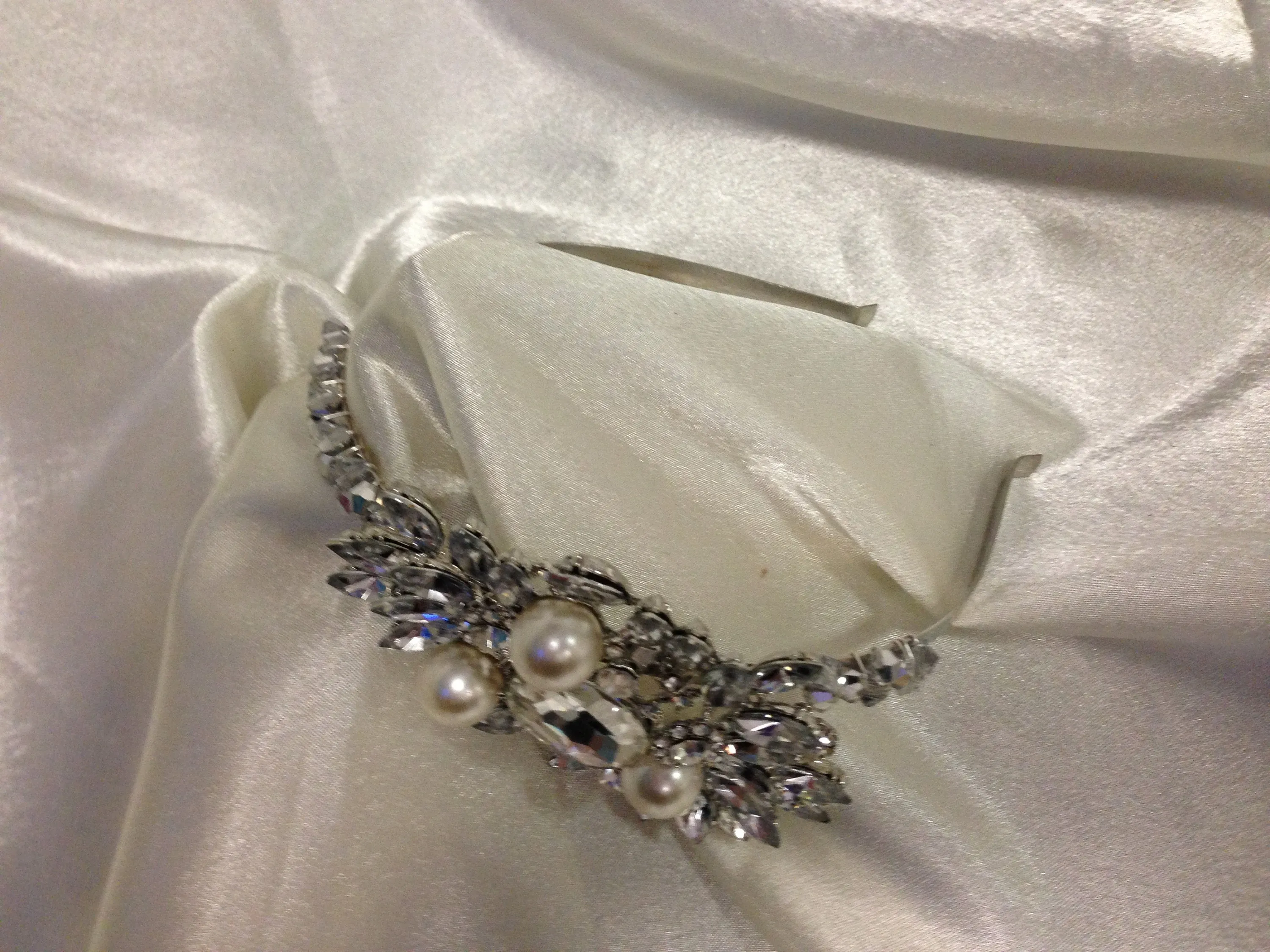 Large side tiara, Pearl crystal hairband, hairpeice