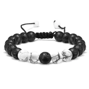 Lava Rock Bracelet - 8mm Lava Rock Bead White Turquoise Anxiety Bracelet  Men Women Stress Relief Yoga Beads Aromatherapy Essential Oil Diffuser Healing Bracelets